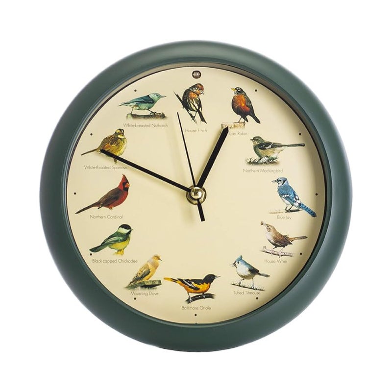 Mark Feldstein & Associates Mark Feldstein, The Original Singing Bird Clock, 8 Inch, Green - Image 1